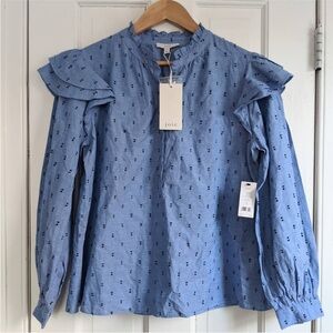 Joie Light Blue Ruffle Sleeve Blouse